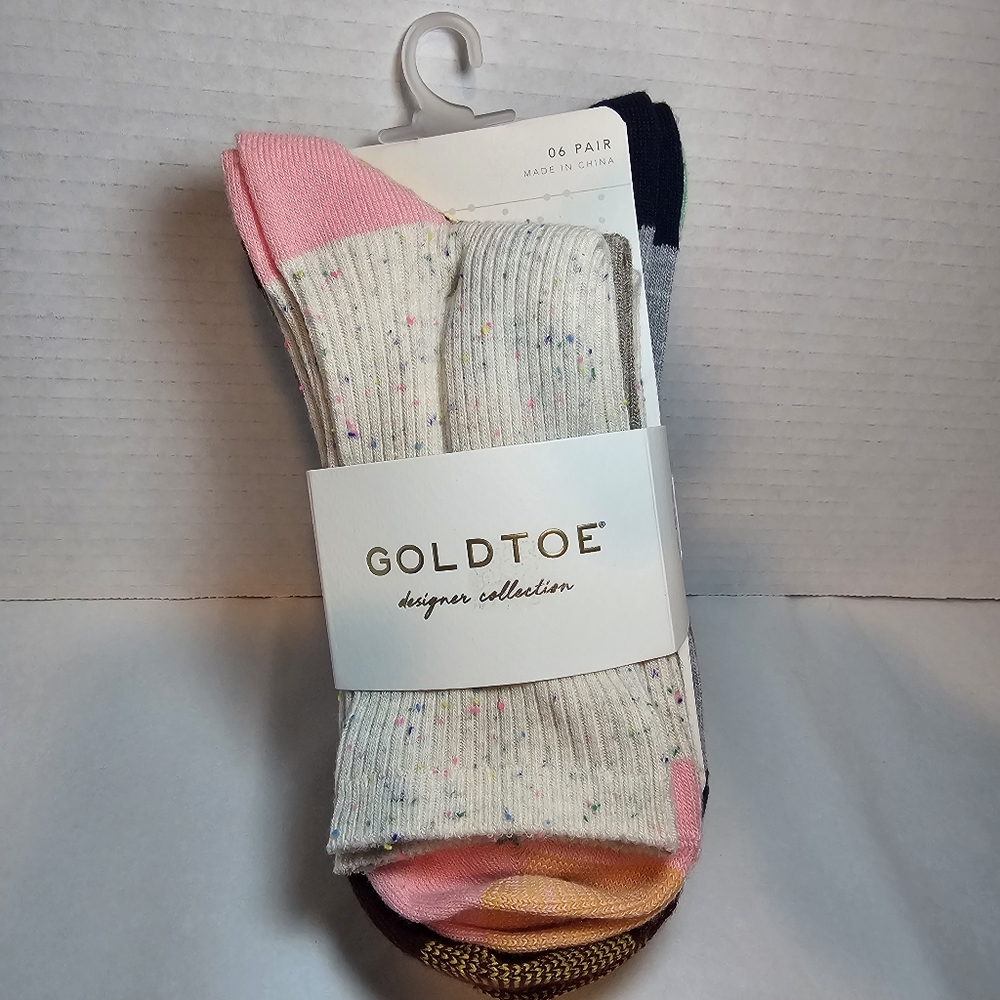 GOLD TOE Designer Collection Crew Ladies Socks 6 Pair